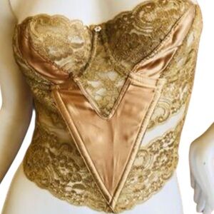 Dior Gold Lace Satin Corset Crop Top
